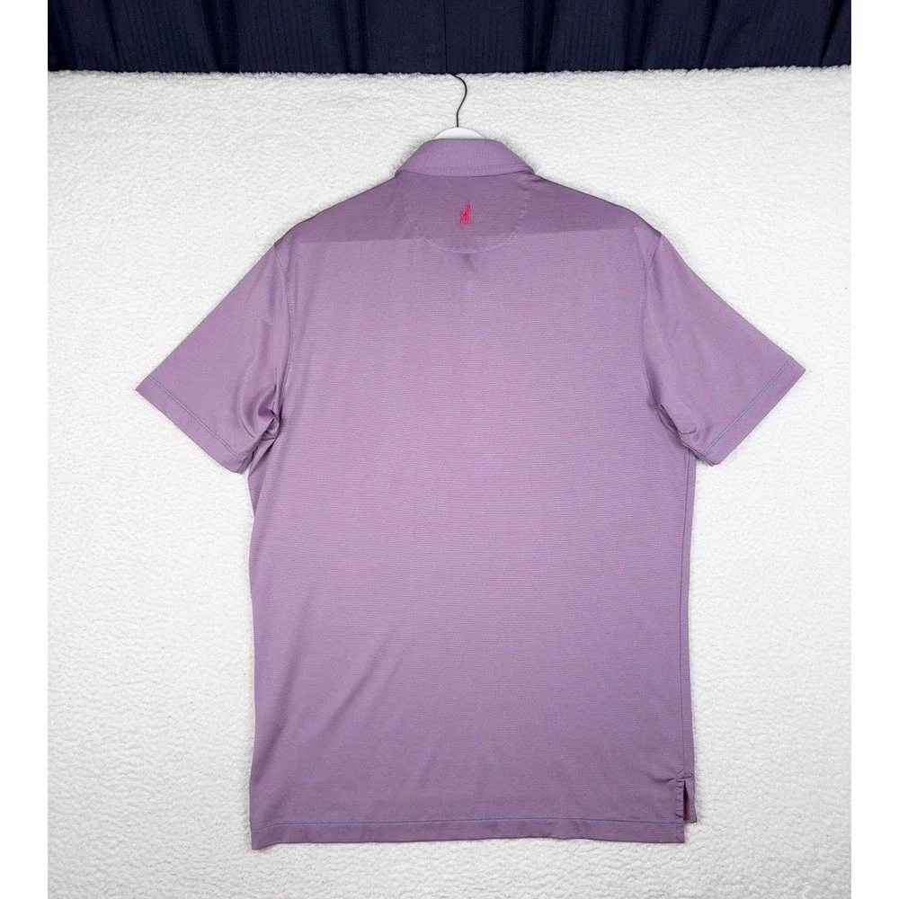 JOHNNIE-O Perfromance Golf Polo Striped Red Blue -M- Native American Head 1924